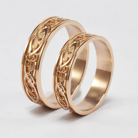 Золотые обручальные кольца со скандинавским орнаментом Викинг 585/750