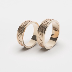Парные обручальные кольца с орнаментом Сердце