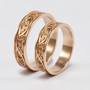 Золотые обручальные кольца со скандинавским орнаментом Викинг 585/750
