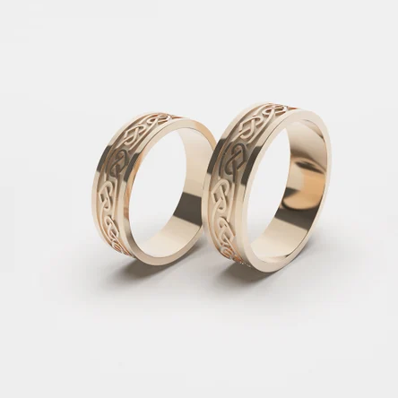 Парные обручальные кольца с орнаментом Сердце
